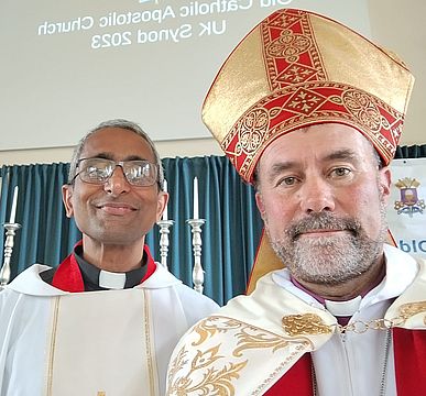 Fr Jeen with Bishop Adrian at OCAC 2023 synod Fr Jeen with Bishop Adrian at OCAC 2023 synod