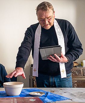 Fr David Goode blessing Holy Water for a house blessing Fr David Goode blessing Holy Water for a house blessing